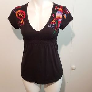VaVa by Joy Han black embroidered top
